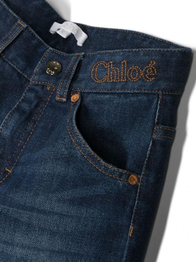 Chloe Kids - logo-embroidered flared jeans