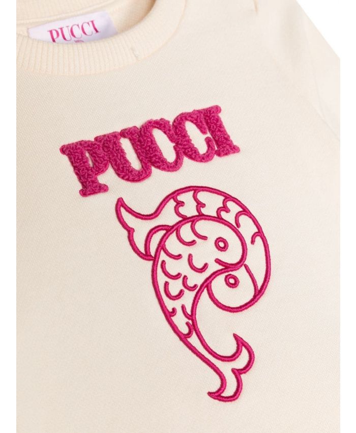 Emilio Pucci Kids - logo-patch cotton sweatshirt