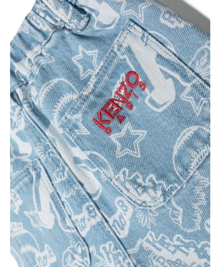 Kenzo Kids - embroidered-logo cotton jeans