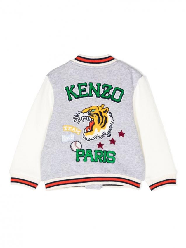 Kenzo Kids - logo-patch stripe-detail bomber jacket