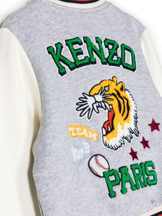 Kenzo Kids - logo-patch stripe-detail bomber jacket