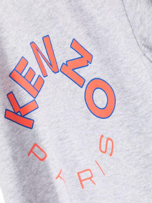 Kenzo Kids - Grey cotton orange logo t-shirt