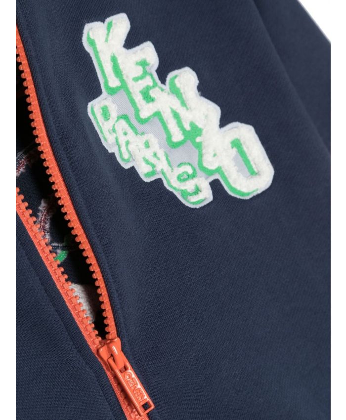 Kenzo Kids - logo-patch zip-up sweatshirt