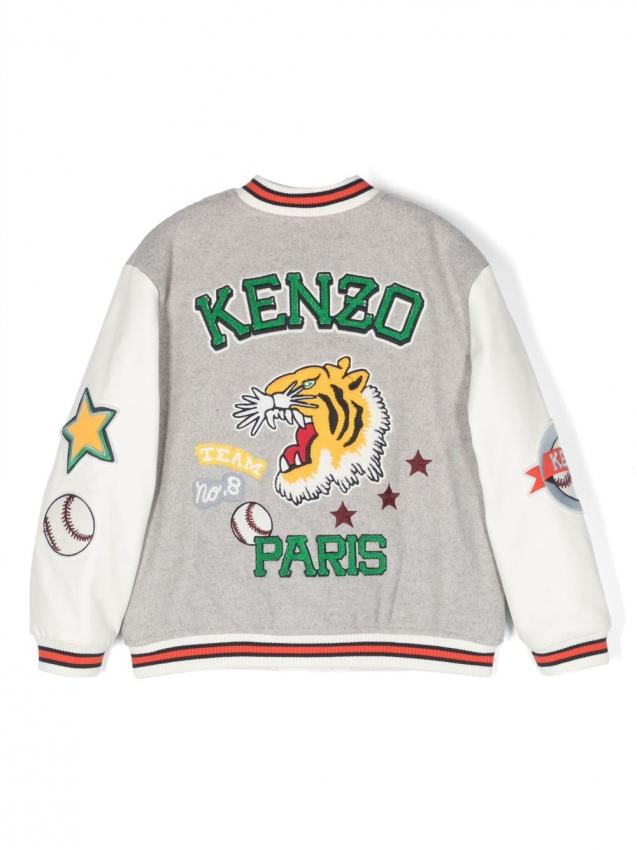 Kenzo Kids - logo-embroidery varsity bomber jacket