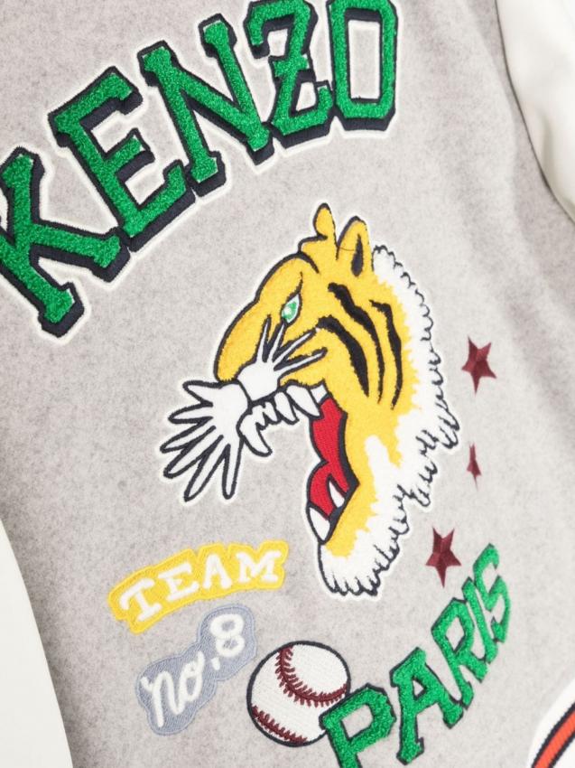 Kenzo Kids - logo-embroidery varsity bomber jacket