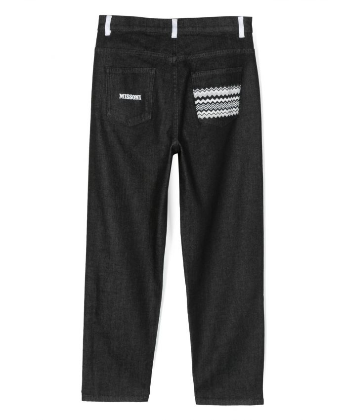Missoni Kids - logo-embroidered mid-rise tapered-leg jeans