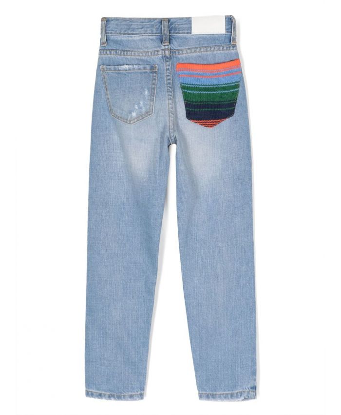 MSGM Kids - logo-embroidered ripped-detail jeans