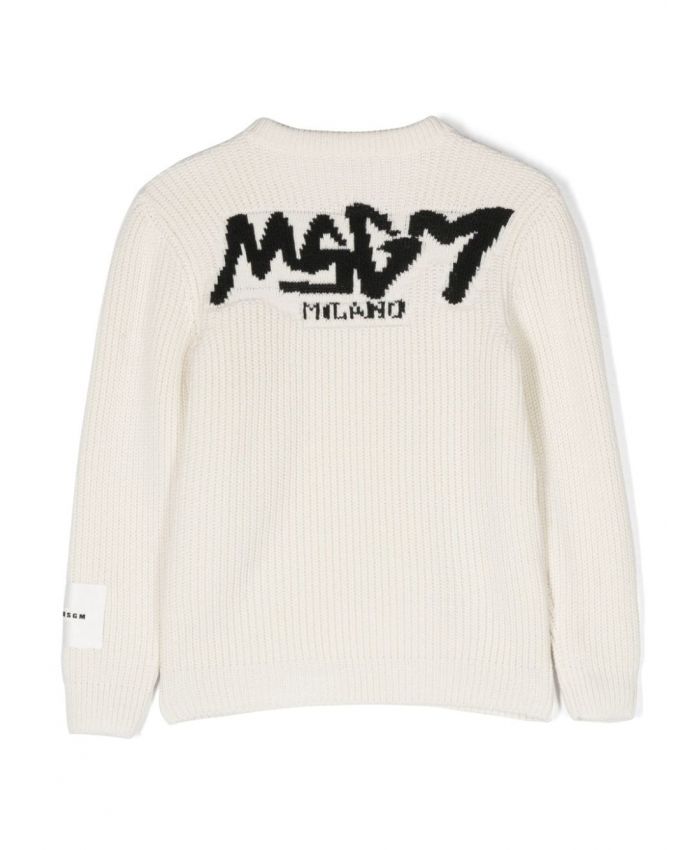 MSGM Kids - logo intarsia-knit jumper