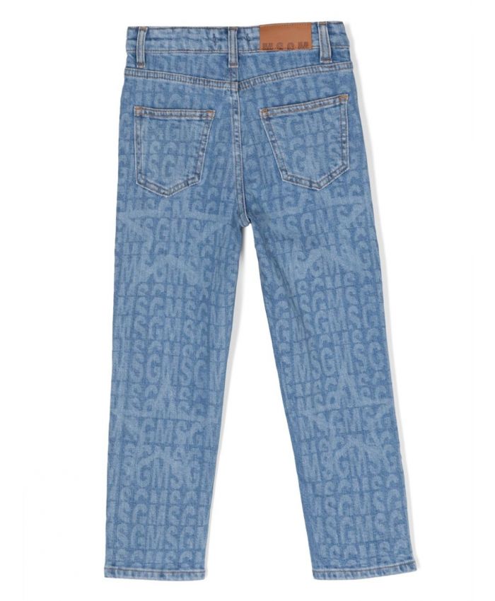 MSGM Kids - monogram-print cotton jeans