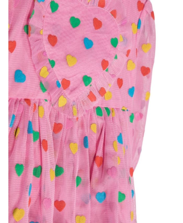Stella McCartney Kids - heart-print tulle-panels dress