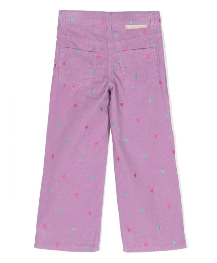Stella McCartney Kids - heart-embroidery corduroy trousers