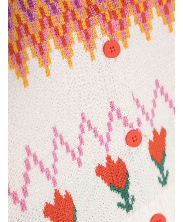 Stella McCartney Kids - patterned intarsia-knit round-neck cardigan