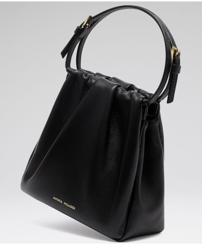 Amina Muaddi - Vittoria handle bag black nappa and gold hardware
