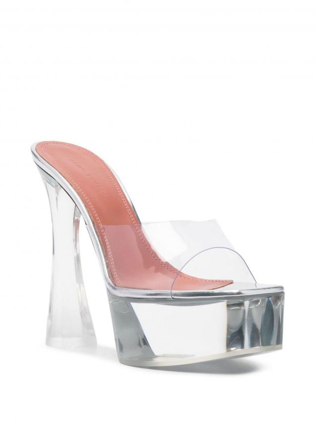 Amina Muaddi - Dalida Glass 135mm platform sandals