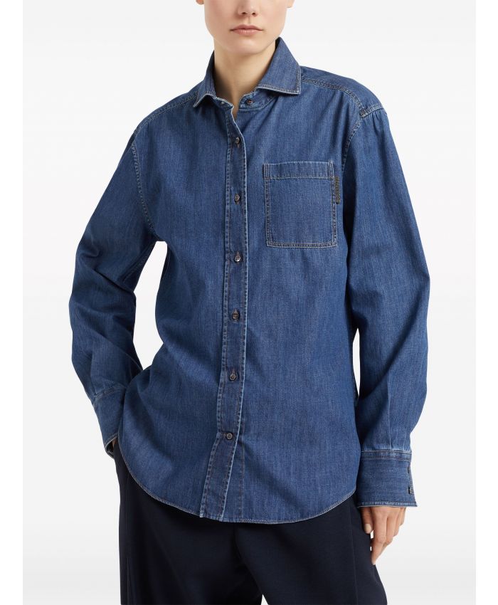 Brunello Cucinelli - Monili-detail buttoned denim shirt