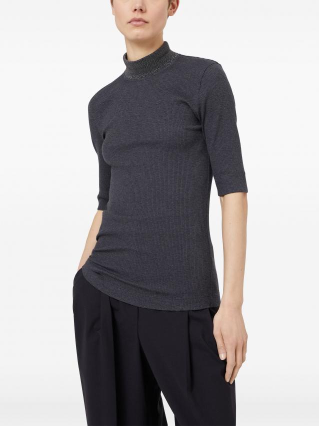 Brunello Cucinelli - high-neck ribbed T-shirt