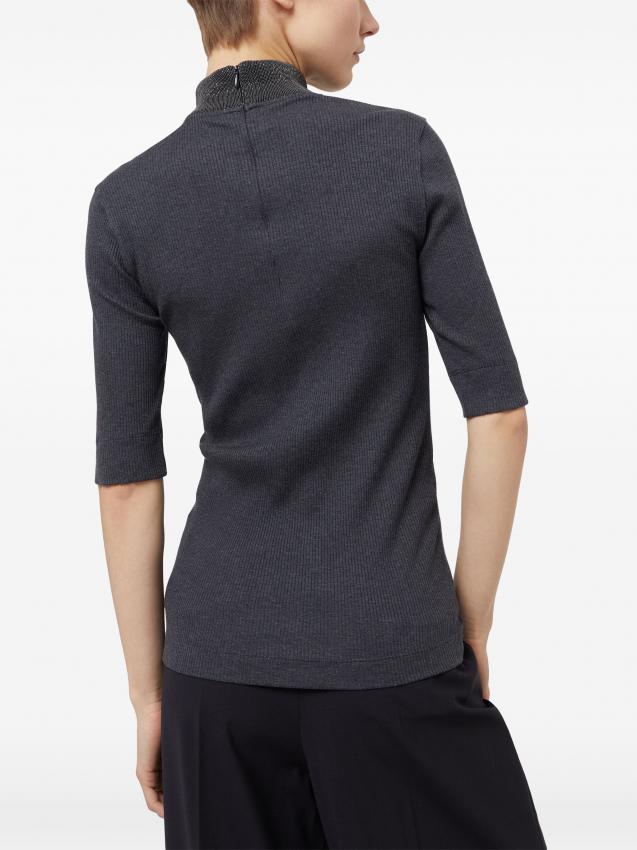 Brunello Cucinelli - high-neck ribbed T-shirt