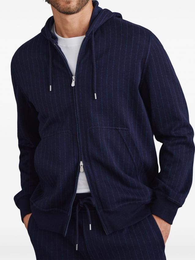 Brunello Cucinelli - pinstriped zip-up hoodie
