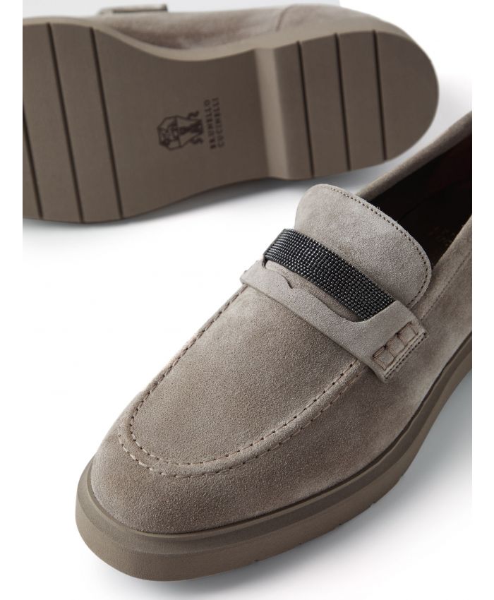 Brunello Cucinelli - crystal-embellished suede loafers