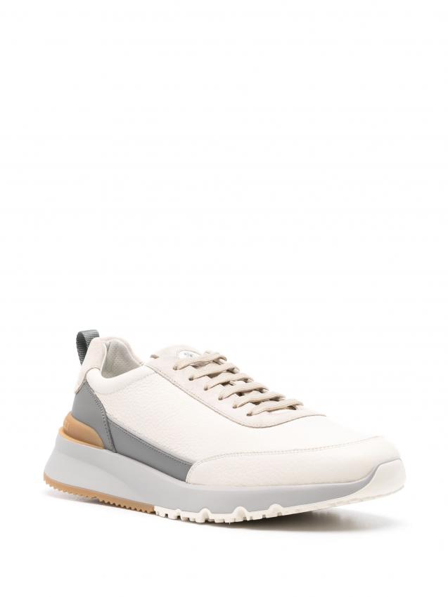 Brunello Cucinelli - embroidered-logo leather sneakers