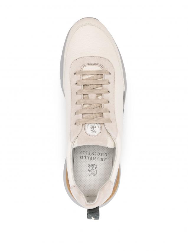 Brunello Cucinelli - embroidered-logo leather sneakers