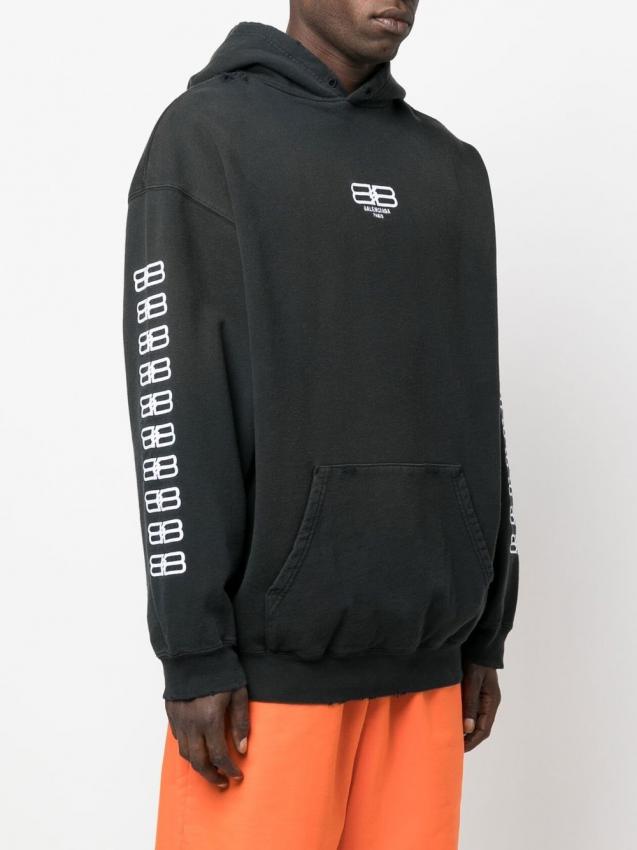 Balenciaga - BB-embroidered oversized hoodie