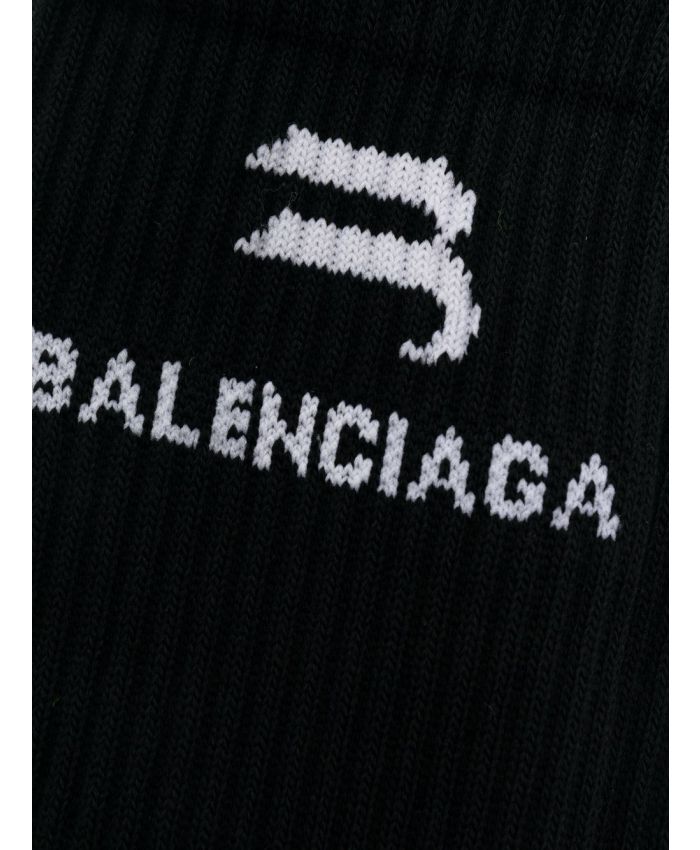 Balenciaga - Black cotton blend logo intarsia socks
