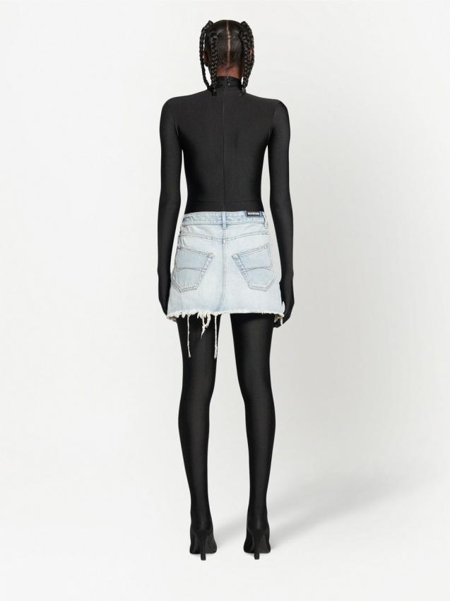 Balenciaga - frayed-hem denim mini skirt