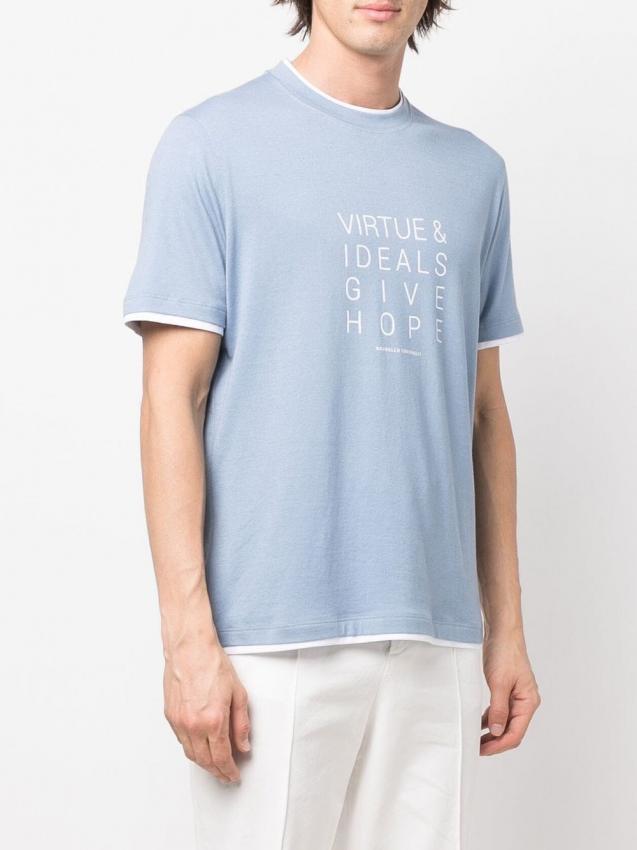 Brunello Cucinelli - slogan-print round-neck T-shirt