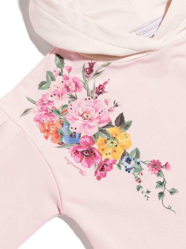 Monnalisa - floral print hooded dress PINK