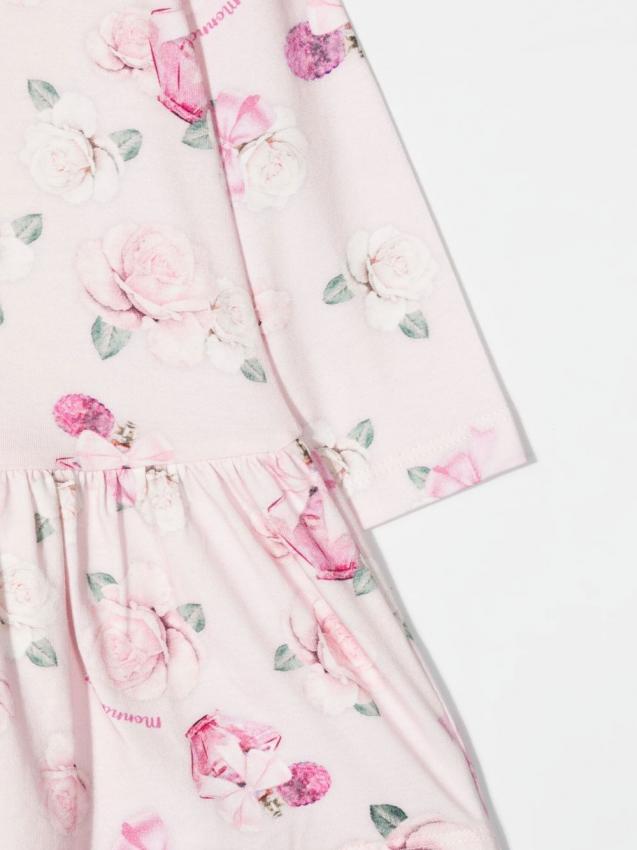 Monnalisa - graphic-print casual dress pink roses