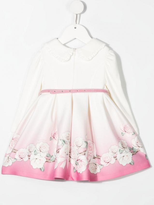 Monnalisa - rose-print long-sleeved dress