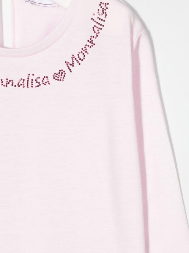 Monnalisa - rhinestone-logo cotton T-Shirt