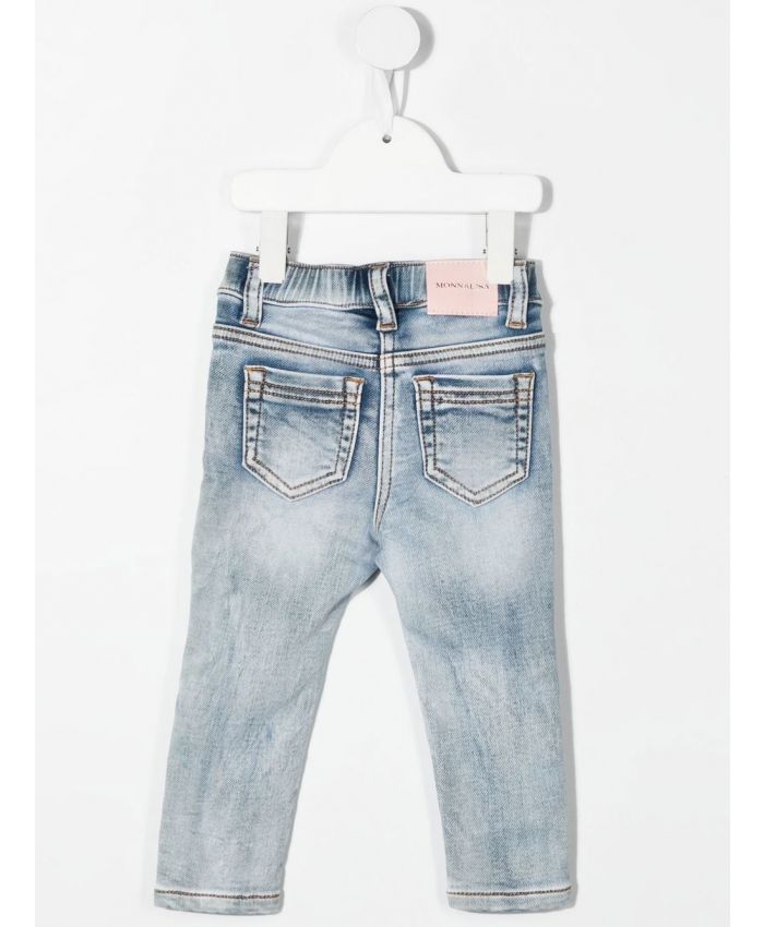 Monnalisa - embroidered straight-leg jeans