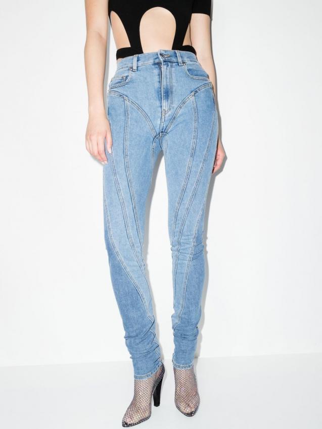 Mugler - seam-detail skinny jeans BLUE