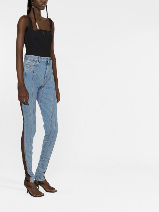 Mugler - sheer-panelled skinny jeans