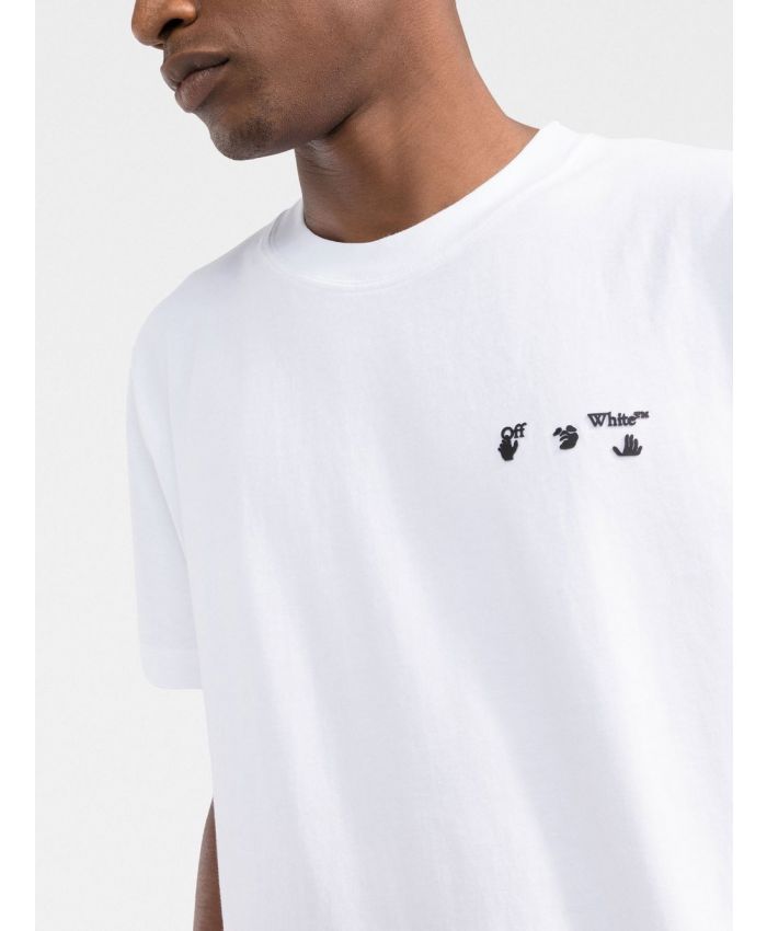Off-White - Ow logo-print slim-cut T-shirt white