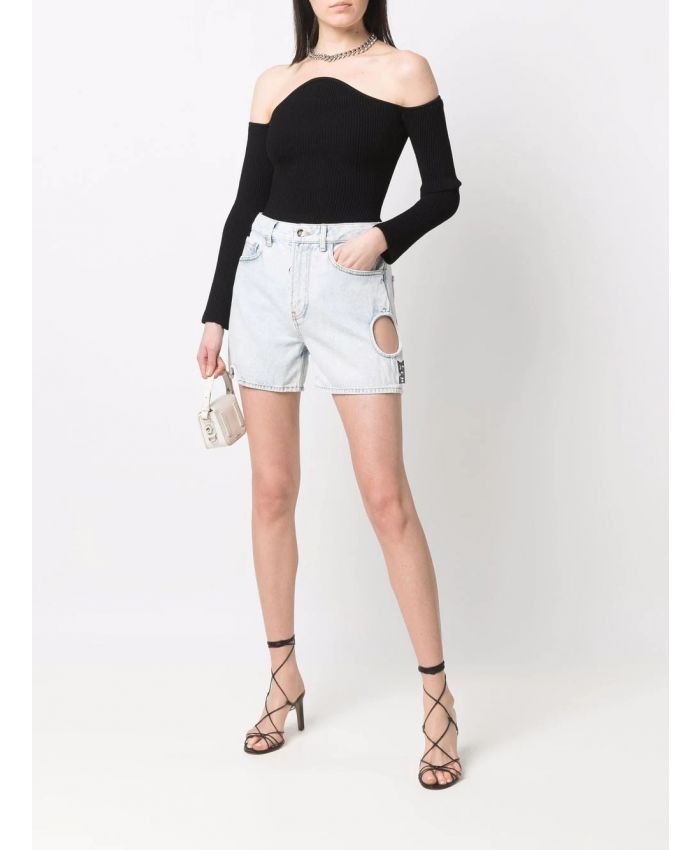 Off-White - cut-out high-waisted denim shorts