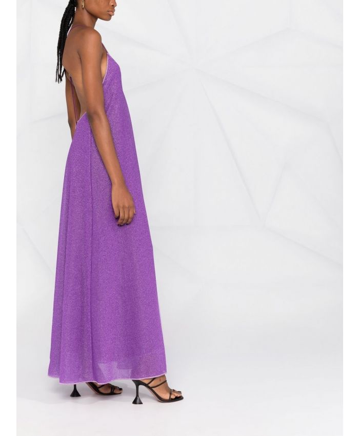 Oseree - metallic-thread maxi dress violet
