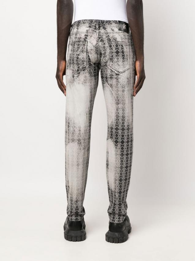 Roberto Cavalli - monogram-print slim-cut jeans