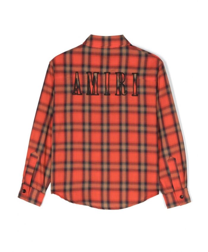 Amiri Kids - logo-embroidered check-pattern shirt
