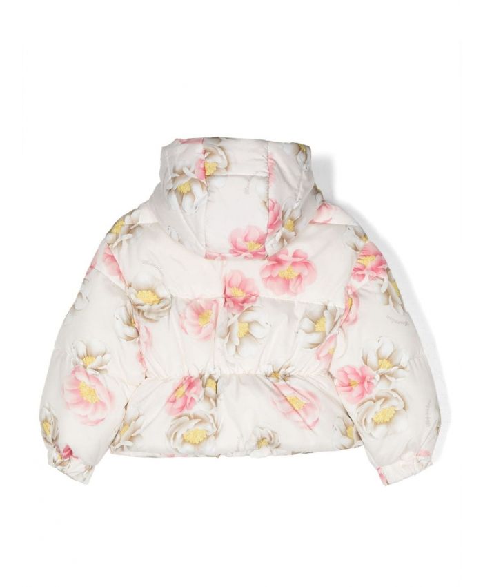 Monnalisa - padded floral-print hooded jacket