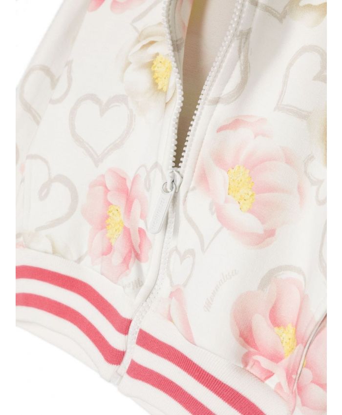 Monnalisa - floral-print zip-up jacket
