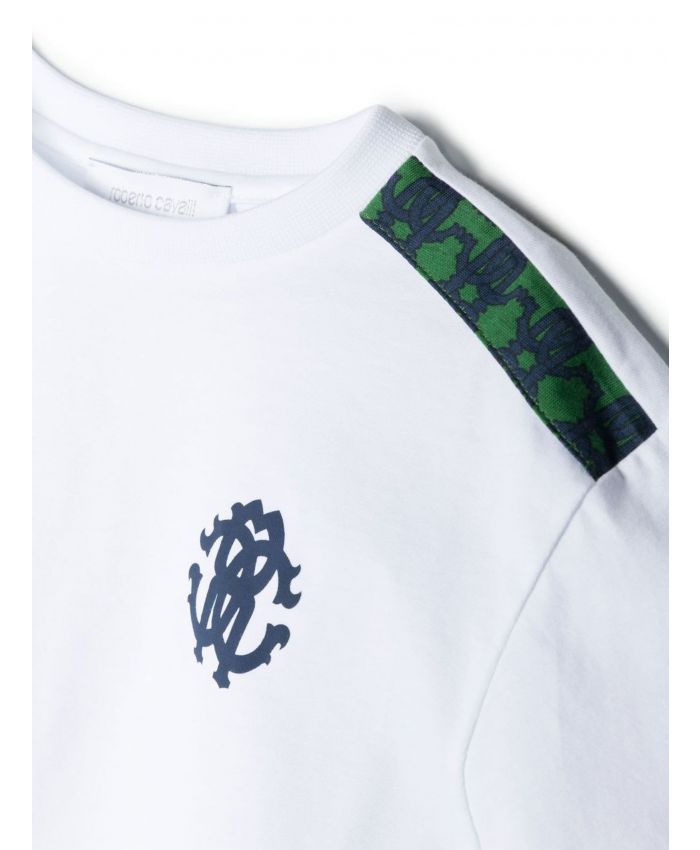 Roberto Cavalli Kids - shoulder logo stripes cotton T-shirt