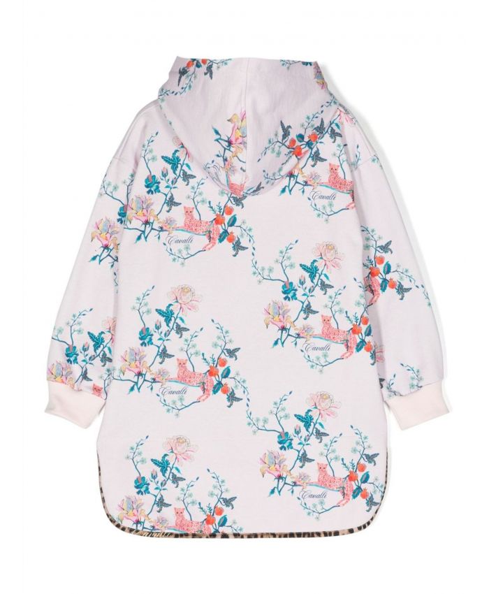 Roberto Cavalli Kids - floral-print contrast-trim hoodie