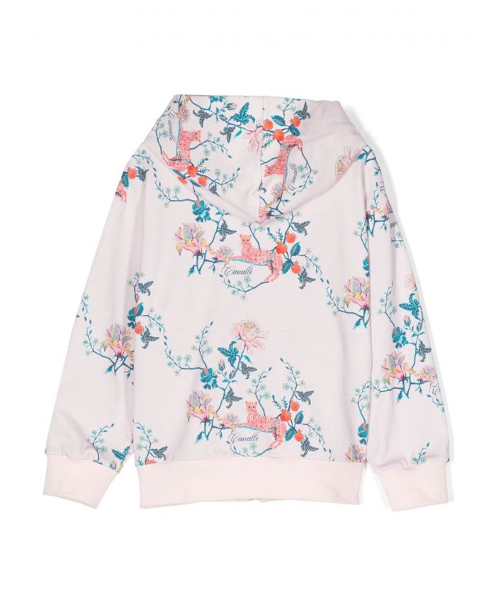 Roberto Cavalli Kids - floral-print zip-up hoodie