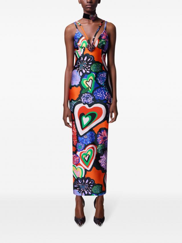 Area - heart-print maxi dress