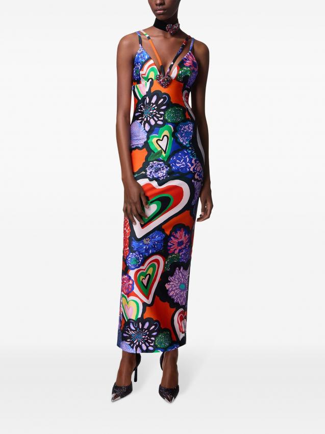 Area - heart-print maxi dress