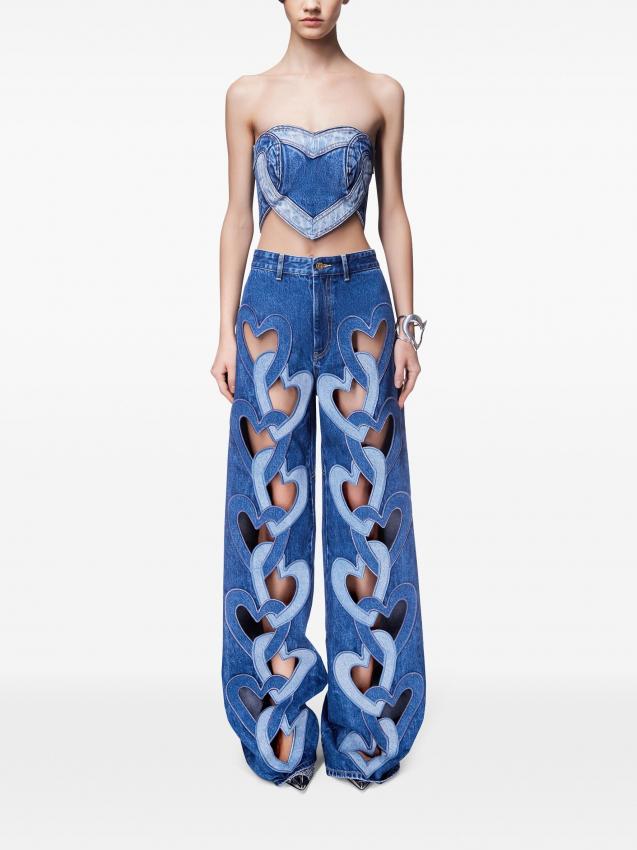 Area - Heart cut-out wide-leg jeans