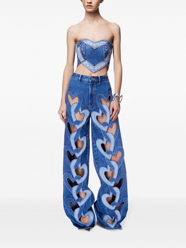 Area - Heart cut-out wide-leg jeans